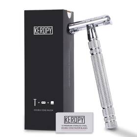 1-bright Keropy Br93-ch Double Edge Safety Razor With 10 1 Count Pack Of Chrome