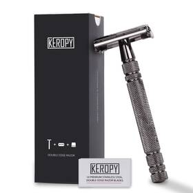2-glossy Keropy Br93-mb Double Edge Safety Razor For Men With 10 1 Count Pack Of Black