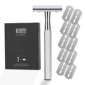 Tr84-ms1 Keropy Double Edge Safety Razor With 10 Premium Stainless Steel Reusable Single Bla