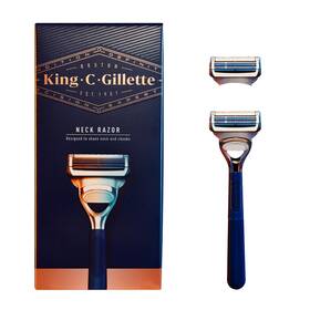 Hh-xx-201 King C. Gillette Neck Razor Handle Plus 2 Blade Refills