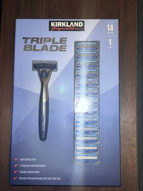2719500 Kirkland Signature Triple Blade Razor 14 Cartridges Lubricating Strip