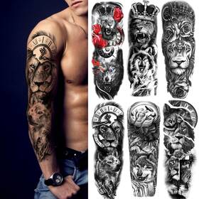 Ks6-lion Kotbs 6 Sheets Realistic Lion King Long Full Temporary Tattoos For Women Men Kids A