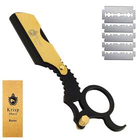 Krisp Beauty 343485485611 Professional Classic Straight Edge Barber 1 Count Pack Of Gold/black