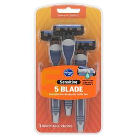 Kroger 100137930864 Sensitive 5 Blade Disposible Razors 3 Ct - Pack Of