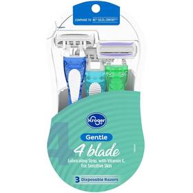 Kroger 100137930871 Gentle 4-blade Womens Disposable Razors 3 Ct - Pack Of