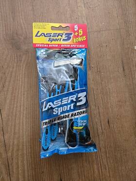 Laser Sport 836801005629 3 Triple Blade Disposable Razors 2 Pack - 10