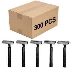 Lasnten 744759419040 300 Pcs Disposable Razors Bulk With Clear Safety Cap Wrapped Twin Blade