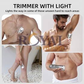 Lemulegu 738056312296 Men Bodyhair Trimmers Electric Lcd Battery Indicator Safe Blade Groin Waterproof