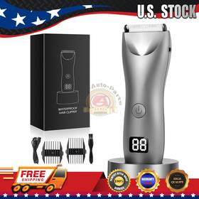 Lemulegu 738056313019 Men Body Hair Trimmers Electriclcd Battery Indicator Safe Blade Waterproof Groin