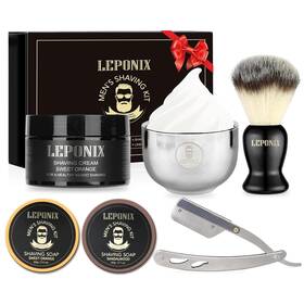Leponix 779296999052 Straight Razor Shaving Kit For Men - 2 Packs Soap Edge