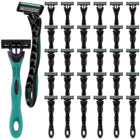 0855 Leriton 30 Pcs Mens Disposable Razors Bulk 3 Blade Men For Head Sensitive