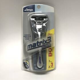 Longs 012333002972 Matrix 3 Titanium Triple Blade Razor Handle With Cartridges Travel Tray