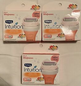 Lot Of 3 Schick Intuition Razor Cartridges Sweet Citrus Total 9