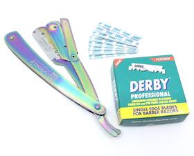 Macs-144mtb1 Macs Razors Professional Multi Titanium Colour Straight Edge Shaving With Green Pl