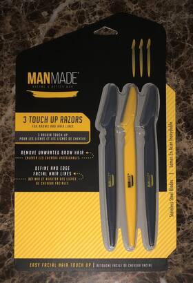 Man Made 817833025878 New Muliti Purpose Touch Up Razors 3 Pack Gray And Yellow Stainless Steel