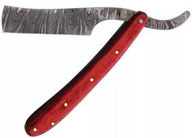 125021 Marbles Folding Razor 4 Inch Damascus Steel Blade Pakkawood Handle - Red Wood