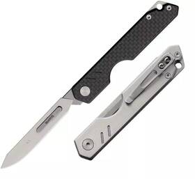 T2111c7-12 Marbles Mr635 Razor Blade Black G10/ Carbon Fiber/ Stainless Handle -