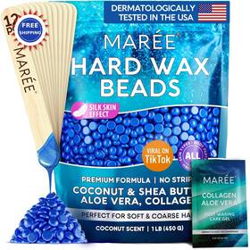 Maree 198168822982 Hair Removal Kit 450g Hard Wax Beads Marine Collagen Shea Butter Aloe Vera