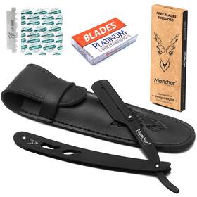 Markhor 745010005022 Straight Razor With Replaceable Blades And Carry Pouch Premium Quality Matt