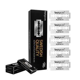 Matgicol 445010827859 Double Edge Safety Razor Blades - 100 Count Platinum Swedish Steel