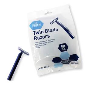 Med Pride 352410490019 Medpride Disposable Razors 50-pack Twin Blades And Easy Grip For Max Control &