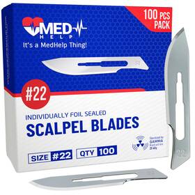 Medhelp 742488180293 Pack Of 100 Disposable Scalpel Blades #22 Size 22