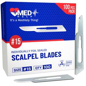 Medhelp 765347740933 Disposable Scalpel Blades #15 Pack Of 100 Size 15 Surgical High Carb