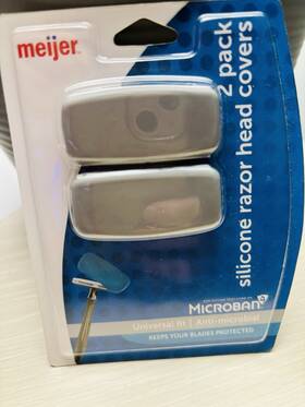 803871 Meijer Silicone Razor Head Covers 2 Pack Anti-microbial Universal Fit Gray