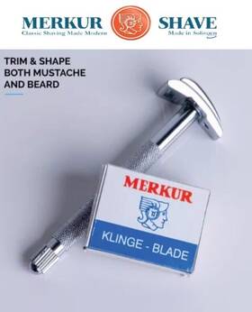 407-040-00 Merkur Man Gift Mustache Goatee Beard Sideburn Detailing Grooming Safety Razor 10 Blade