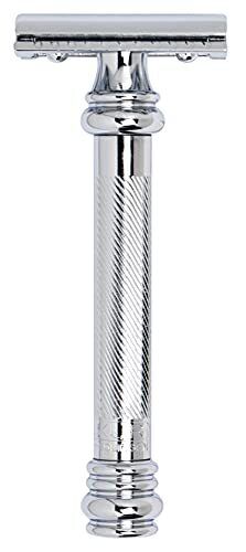 Merkur 500000031533 Heavy Duty Long Barber Pole Safety Razor Chrome