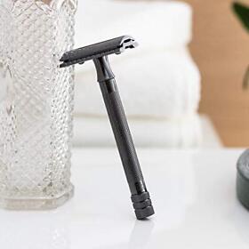 Merkur Double Edge Safety Razor Straight Cut Extra Long Handle Black Pvd
