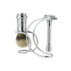 E001-21p-022948 Merkur Razor Set 3-pieces 38 001 Shaving Brush Stand Bright
