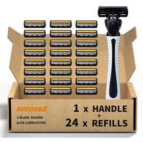 Mea20230111-m23 Miechua 3-blade Razor Plastic Anti-slip Men Manual Refill Cartridges Razors Reusable