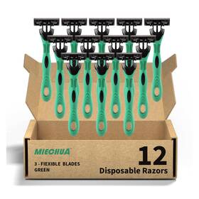 Ycxtxd02 Miechua Mens Disposable Razors 3-blade With 1 Count Pack Of 12 Blue