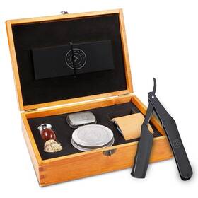 Naked Armor 733115995175 Straight Shaving Kit For Men Japanese Steel Blade Brush Strop Soap Gift Box