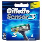 New Gillette Sensor 3 Blade Cartridge Refill 4 Count Box Fits All 02 047400120952
