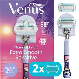 No 047400700031 Miami Midnight Extra Smooth Sensitive Razor Handle 2 Refills 1 Shower Hook