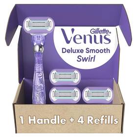 10047400665870 Nobrand Venus Deluxe Smooth Swirl Razor Handle 4 Blades Flexible Pivot Head