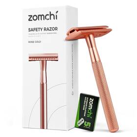 Rz-004 Nobrand Safety Razor For Men&women With 5 Blades Reusable And Plastic-free Rose Gold