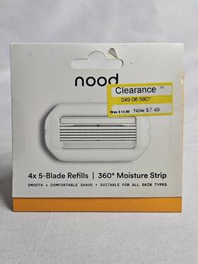 Nood 860011929048 5-blade Razor Cartridge Refill 4 Count With 360 Moisture Strip Sealed
