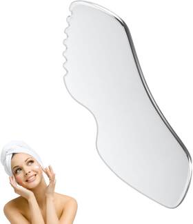 1026485 Nqeuepn Stainless Steel Gua Sha Facial Tool Smooth Standard Size Silver Black