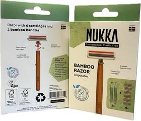 Nukka 860010667712 Lot Of 2 Disposable Bamboo Razor With Handles 6 X 3-blade Steel Cartridges