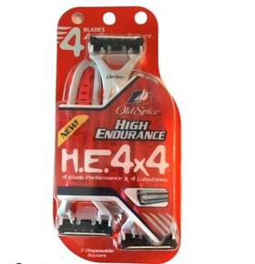 Old Spice 675690550076 High Endurance 3 Pack-extra Smooth 4 Blade-4 Aloe Lube Zones-razor