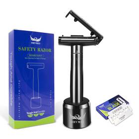 Orvmei 748743992403 Shaving Razor - Steel Black Double Edge Safety With 10 Spare