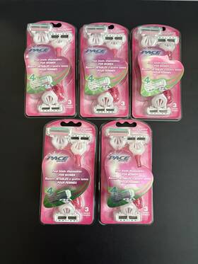 Pace Shave 842424001856 4 Blades Disposable Razors For Women 5 Packs 15
