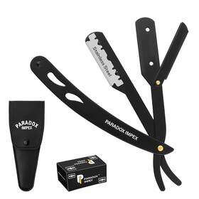 Paradox Impex 445022668686 Premium Straight Razor Black Color Stainless Steel Razors For Men Bar