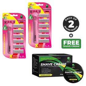 Paris-jewelry 711709001068 Xmicro Pink Razors For Women 2-pack With Free Shaving Cream Blades