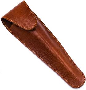 Zint-lp2 Parker Safety Razor Saddle Brown Leather Travel Case For Long Handle