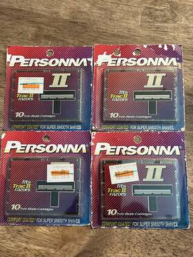 Personna 024500220119 Lot Of 4 Vintage 1992 2 Razor Blades Twin Blade Cartridge Trac Ii 10pk