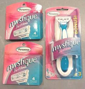 Personna 024500430051 Mystique Razor Handle And 11 Refills Cartridges Women Sesitive New Vtg